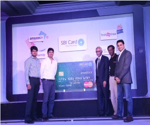 SBI Card CEO Vijay Jasuja, along with strategic eCommerce partners, poses for a snap at the launch ceremony of SimplyCLICK SBI Card.