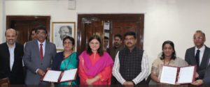 WCD Minister Maneka Gandhi and Skill Development Minister Dharmendra Pradhan