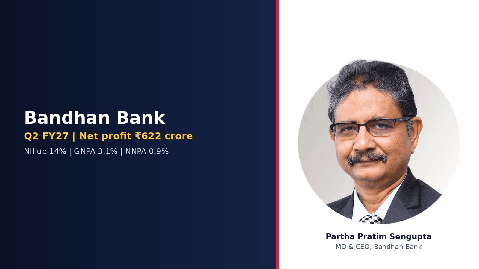 Partha Pratim Sengupta, MD and CEO of Bandhan Bank