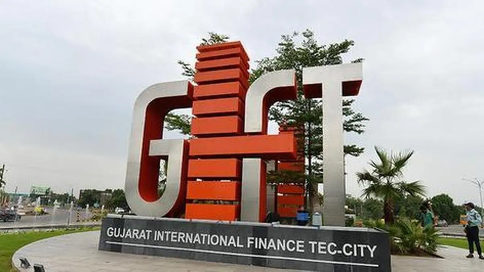 GIFT City (Gujarat International Finance Tec-City) signage in Gandhinagar