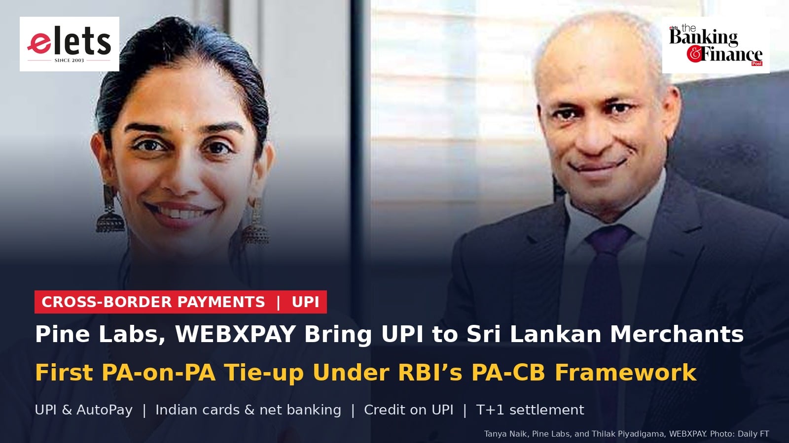 Tanya Naik of Pine Labs and Thilak Piyadigama of WEBXPAY
